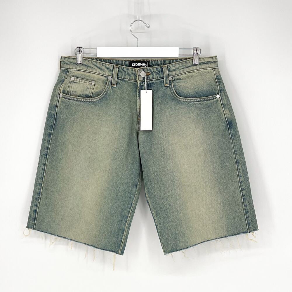 EB Denim Loon Cutoff Denim Shorts Olio Spray Wash Size 28 NWT